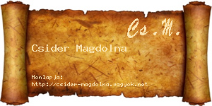 Csider Magdolna névjegykártya